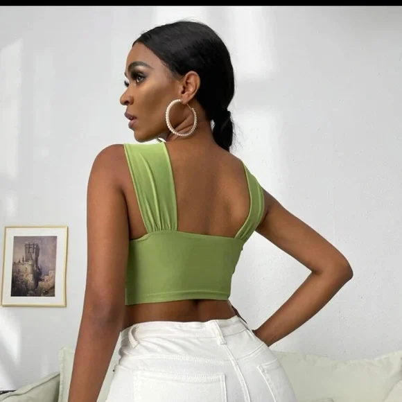 SOLD-Cross Wrap Crop Tank Top - Picture 3 of 4